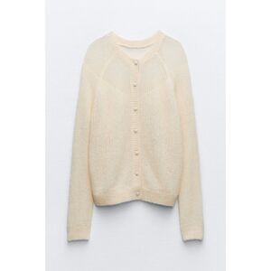 Cream Zara Button Down Open-Stitch Knit Reversible Cardigan Sweater (NWT)